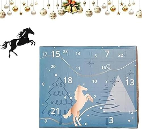 Calendario de Adviento 2025 - Calendario de cuenta regresiva con diseño de cielo invernal y caballos, con 24 días de regalos y sorpresas para caballos, para dueños de caballos, jinetes y establos (A)