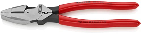 KNIPEX Kraft-Kombizange Lineman's Pliers amerikanisches Modell mit rutschhemmendem Kunststoff überzogen schwarz atramentiert 240 mm, 09 11 240