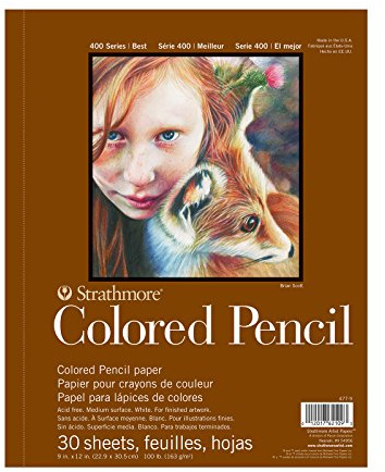 Strathmore Pro-Art Colored Pencil Spiral Paper Pad 9 x 12-inch, 30 Sheets, Graphite, White, 9X12