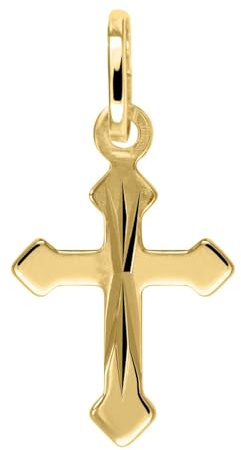 My Gold Colgante infantil de cruz de oro 750 (sin cadena), oro amarillo auténtico (18 quilates), pequeño, 17 mm x 8 mm, para niñas y niños, Sehr Klein, Oro amarillo, No es una piedra preciosa