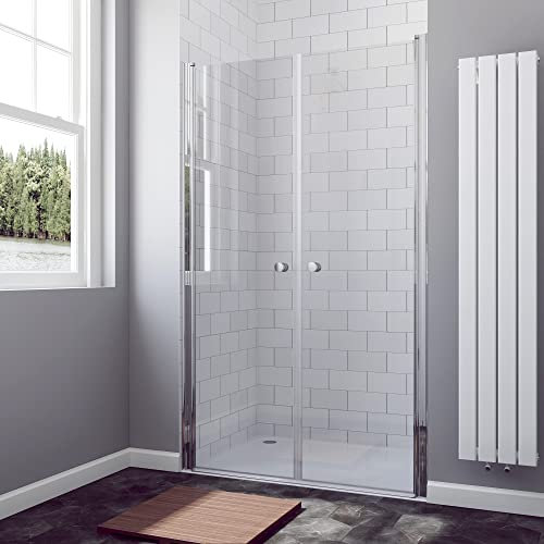 Duschtür Glas Nische Pendeltür Dusche 130 cm Verstellbereich 128-131 cm Höhe 197 cm Duschabtrennung Nischentür Chromoptik 6 mm Sicherheitsglas klar mit Nanobeschichtung