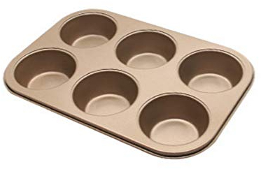 Kuchenform, Donutform, Savarin-Form, 12 Löcher, Antihaft-Backform aus Karbonstahl, geeignet für Sandwiches, Donuts, Brownies, etc. 6 Tassen und Teller