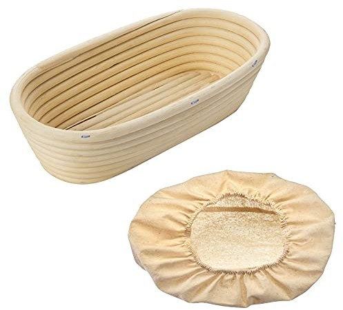 Westmark Gärköbchen-Set, 2tlg., Gärkörbchen oval + Bezug, Peddigrohr/Baumwolle, Hellbeige/Beige, 3204227B