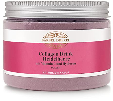 BÄRBEL DREXEL® Collagen Drink Heidelbeere mit Vitamin C und Hyaluron Pulver (180g) jeden Tag Kollagen und Hyaluronsäure einzigartige Formel Antioxidantien, Anti Aging, zuckerfrei, für Haut Haare Nägel