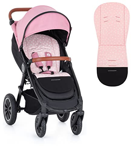 Petite&Mars Foamy memory foam liner * Sitzeinlage * Universal Sitzauflage für Kinderwagen, Buggy * Anti-Stoß * Baumwolle (Pink Rainbow)