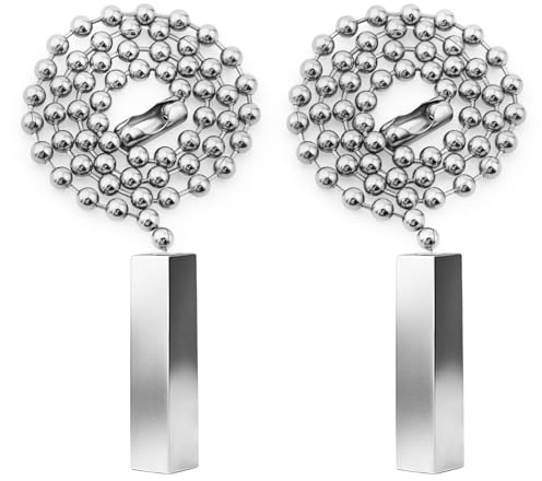 Dotlite 2Pack Metal Ceiling Fan Pull Chain, 12 Inch Minimalist Beaded Decorative Extender, Elegant Light Pull Charm for Ceiling Fans & Lamps, Durable Silver Chain Replacement