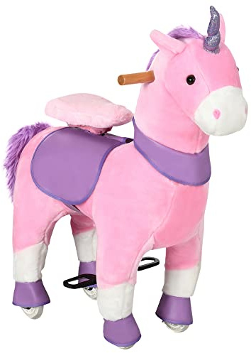 Qaba Ride On Real Walking Unicorn Toy with Sparkly Horn for Kids