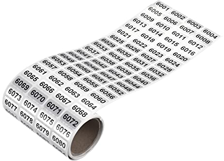 sourcing map 6001 bis 7000 Fortlaufende Nummern Aufkleber Inventaretikett Schwarz Zahlen für Nummerierung im Bürolager Klassifikation