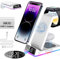 Wireless Charging Station, 3 in 1 Foldable Wireless Charger with 30W PD Adapter, [Alarm/Clock/Night Light] 15W Wireless Charger Stand Dock for iPhone 17/16/15/14/13,Samsung,Airpods,iWatch Series,White