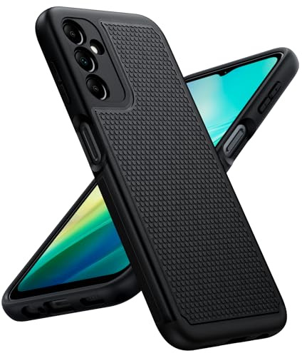 FNTCASE for Samsung A14 Phone Case: Dual Layer, Non Slip Textured, Black