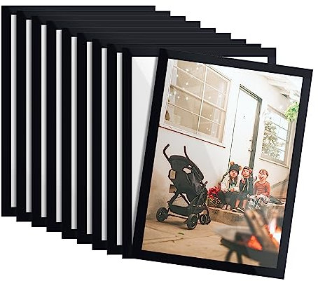 Mcbazel 10pcs A4 Magnetic Picture Frames,Self Adhesive Collage Photo Frame, Magnetic A4 Paper Display Frame Set for Home/Refrigerator/Office/Glass Window/Door