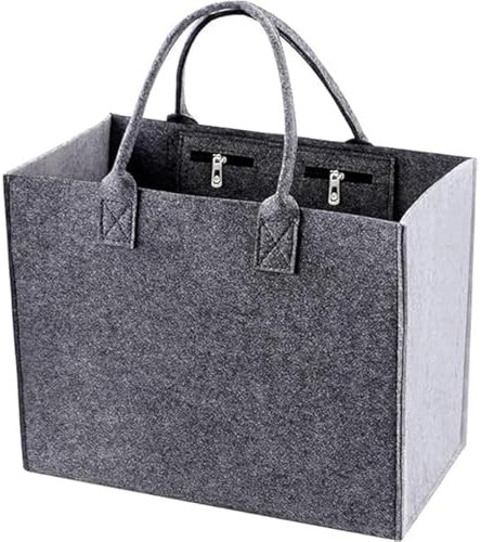 AMSNINK Faltbar Filztaschen Shopper, Einkaufstasche, Filztaschen, Einkaufstaschen, Filz Tasche, 35x30x20cm Filztasche Shopper, Shopping Bag, Filztasche Mit Fächern, Mit 2 Reißverschluss Zum Einkaufen