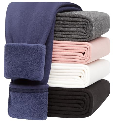 Moitiy Termoleggings för flickor, fodrade termoleggings för flickor, termiska underkläder, barn, vinter, varma termobyxor med fleece, bomull, tjocka byxor, långa sportleggings, marinblå, 152-158