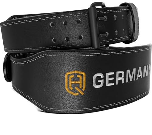 HQ Germany® Gewichthebergürtel Herren [S/M/L/XL] - 100% Rindsleder, 100% Edelstahl - Weight Lifting Belt, Gym Gürtel Gewichtheben, Powerlifting Fitness Gürtel Herren, Weightlifting Belt