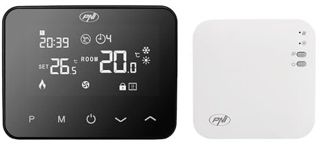 PNI CT40 Pro Termostato Inalámbrico, con WiFi, para Sistemas de Calefacción, 4 Programas Diarios, Manual, Modo Económico, Control vía Tuya Smart, ABS, Blanco