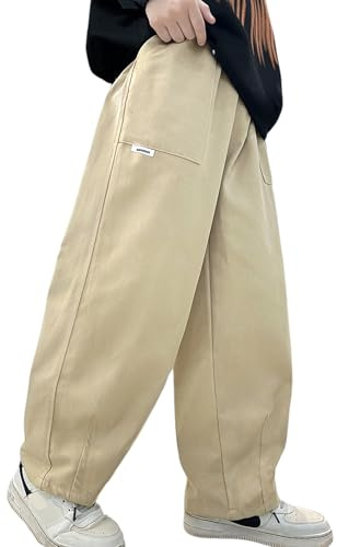 Happy Cherry Pantaloni Casual da Ragazzo Pantaloni Cargo Jogging Abbigliamento Casual Streetwear per Primavera, Estate e Autunno attività all'aperto 150 CM