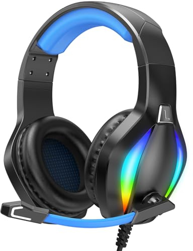 Genérico Auriculares con Cable para Juegos para Xbox, PS4, PS5, PC, Switch,Auriculares para Juegos con micrófono, Auriculares con cancelación de Ruido con Conector de 3,5 mm