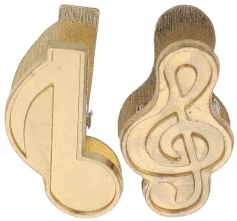 HOODANCOS Lot de 2 Pinces Trombones Dorés en Métal Forme Clé de Sol et Croche, Mini Clips Marque-page Vintage pour Carnets, Partitions et Journaux, Accessoires Bureau et Scolaire, Maintien