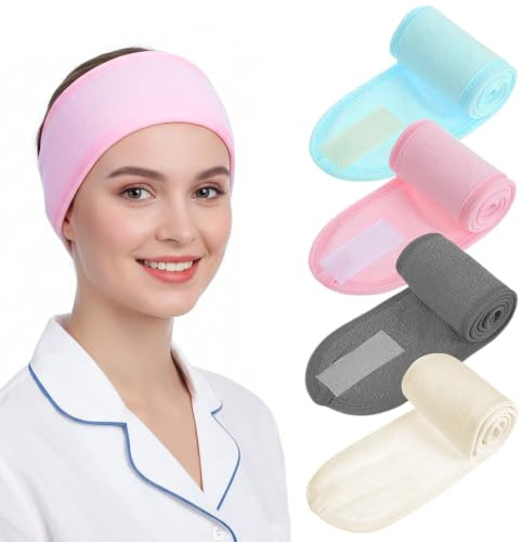 Omnikryp 4 Pièces Bandeau Maquillage, Bandeau Cheveux Femme Maquillage