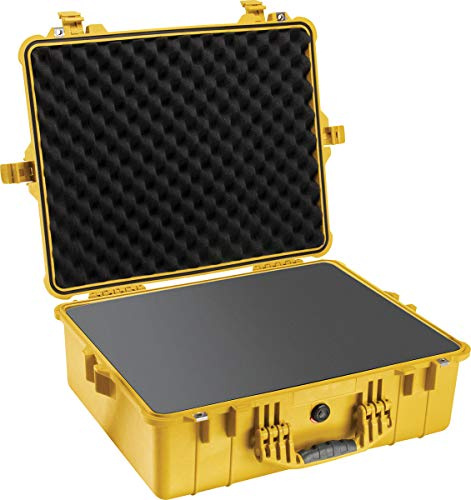 PELI 1600 Maleta protectora profesional para el transporte de equipos frágiles, IP67 estanca e impermeable al polvo, 46L de capacidad, fabricada en Alemania, con espuma personalizable, color amarillo