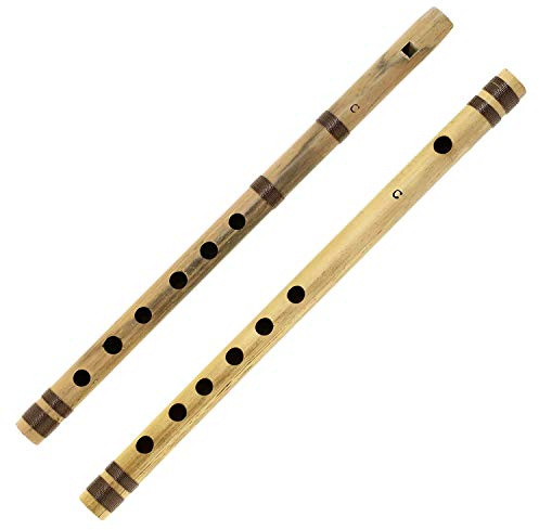 Whitewhale, set di flauti indiani in bambù, include 2 flauti: Fipple & Transverse, strumenti musicali indiani per uso professionale