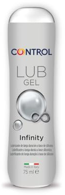 Control Lub Infinity - Gel Lubricante de Larga Duración - 75 mililitros - Base silicona - Compatible con Preservativo - Hipoalergénico - Sin azúcar - No mancha - Color Transparente