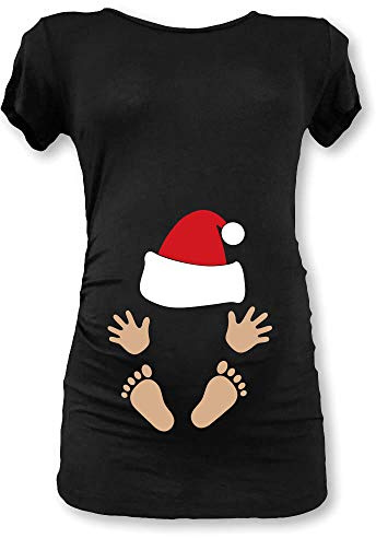 Babloo T Shirt Idea Regalo Natale Maglia Premaman Idea Regalo di Natale BabyClaus Nera M Manica Corta