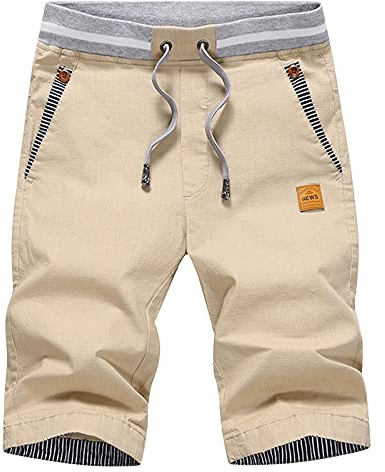 HCSS Korta byxor, herr, bermudashorts, män, sommar, chinos shorts, bomull, elastiskt band med dragsko, kaki, XXL