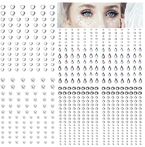 Strass Visage Autocollant Auto-Adhésifs Strass Autocollant Tatouages Temporaires pour Maquiller Décorations D'art D'ongle 668 Pièces