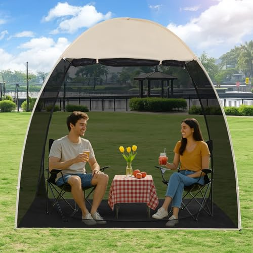EighteenTek® Screen House Gazebo, 2-4 Person Pop Up Screen Tent, Instant Screen Room with Carry Bag, Outdoor Mosquito Tent Pop-Up, Sun Shade Shelter for Patio, Garden, Backyard, Deck 7 x 4 x 6.5 FT