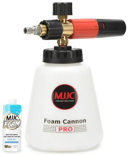 MJJC Foam Cannon Pro V2.0 (Thicker Snow Foam Technology) with 1/4 Inch Quick Connector for Pressure Washer, 40 oz Bottle (Pro V2.0 (1/4 Quick Connector) + SOAP Sample)