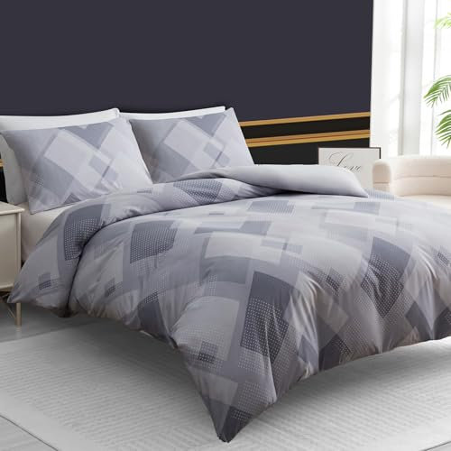 Grace King Size Duvet Cover Sets - Premium Brushed Microfiber - Ultrasoft Hypoallergenic Reversible Quilt Cover Non Iron Luxury Bedding Set With Zipper Closure