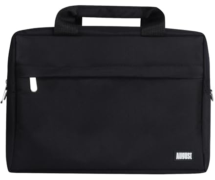 August BAG383 13” vadderad väska för bärbar dator Fodral med 5 sektioner för bärbar TV, DVD, surfplatta,spelkonsoler, skola eller studier - vattentålig tygportfölj med blixtlås All-in-1 resväska
