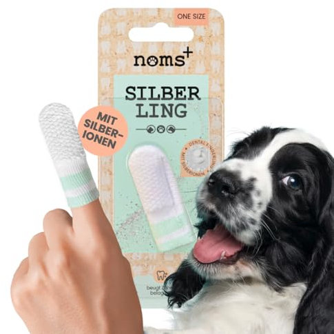 Hunde-Zahnbürste: Silberling - Antibakterieller Zahnpflege-Fingerling für Hunde mit Silberionen von noms+