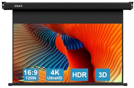 IN&VI ZB Beamer Leinwand Elektrisch Mit Fernbedienung,Leinwand Beamer 4K HD 120 Zoll Format 16:9 Projektionsleinwand für Heimkino und Präsentation,Zur Decken-/ Wand-Montage