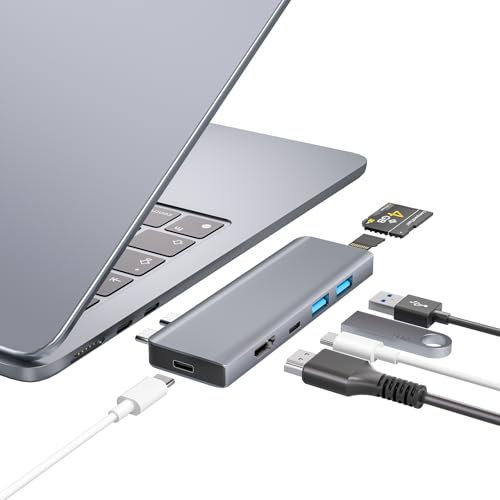 ZanBix USB C Hub, 7-in-2 USB Adaptateur pour MacBook Pro Air Thunderbolt 4 Dock HDMI 4K, 100W PD, 40Gbps, USB-C 3.0, 2 USB-A 3.0, Lecteur Carte SD/TF, Compatible avec MacBook Pro Air M4 (Midnight)