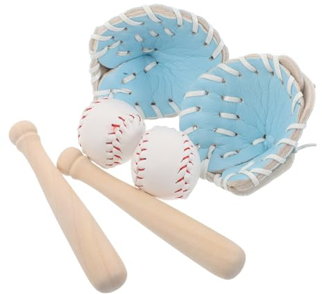 Alasum Set Baseball Miniature 2 Pièces Batte et Balle Blanche Bleu Clair Accessoires pour Maison de Poupée Loisirs Créatifs et Décoration Jardin Féérique