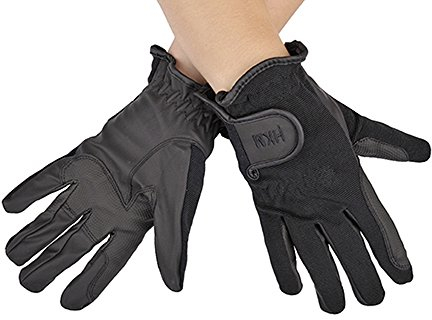 HKM 1226 Reithandschuhe Softelastik, Lederimitat, Kinder 6-12 Schwarz, XL