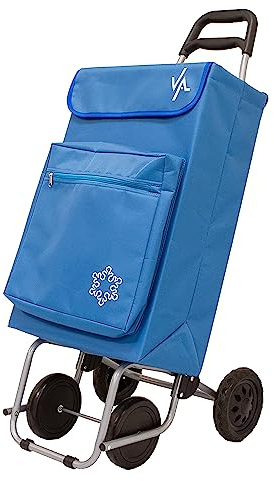 Amig - Einkaufstrolley mit 4 Rädern | Außentasche für Tiefkühlkost | Maximale Belastung 15 kg |Kapazität von 48 Litern | 22x40x106 cm | Farbe: Blau