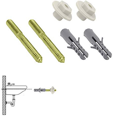 Wolfpack Linea Profesional 13070100 Kit Sanitario Fijacion Lavabo 10x110 mm. (2 Piezas), Plata, unico