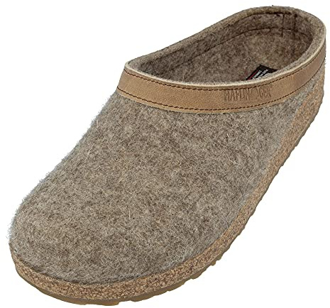 HAFLINGER Grizzly Torben pantofola zoccolo in feltro di pura lana torba, taglia 40