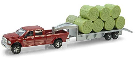 ERTL Dodge Pickup with Diecast Trailer and Bales, 1:64-Scale ZFN14855