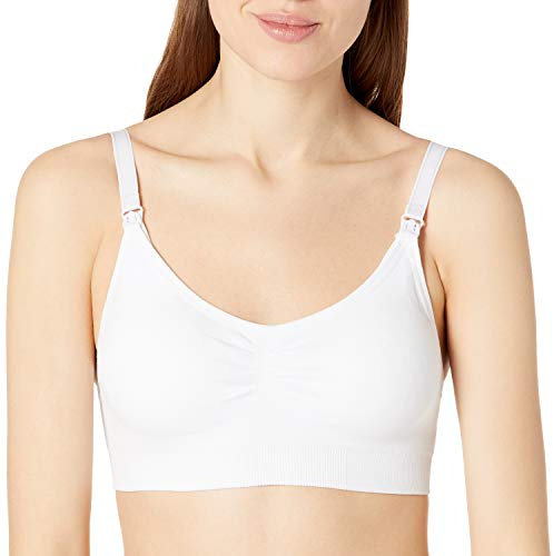 Lamaze Women's Seamless Comfort and Nursing Bra, White, Small