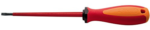 Unior Electrician's Screwdriver with 3-Component Handle for Slotted Screws, 0.6 x 3.5 x 100 mm, 1 Piece, 603VDETBI, Red