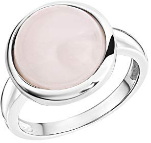 Zeeme Gemstones Damen Ring 925/- Sterling Silber Rhodiniert Rosenquarz weiß 360271735