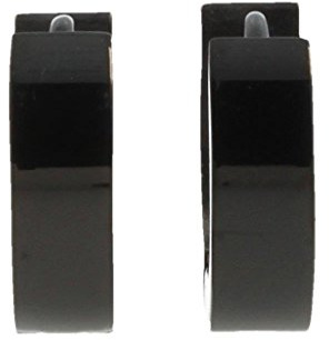 Bkwear 2 Folding Creole Earrings CR 16 Classes Unisex Stainless Steel Earrings In Black Shiny 4 mm Wide 14 mm Diameter