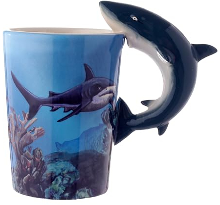 Puckator SMUG08 Mug avec Anse Design Requin Céramique Bleu/Gris