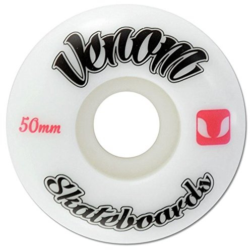 Venom Skateboard Roues de skateboard Pro en uréthane 50 mm-53 mm/100 a Motif logo Stickers offerts, blanc, 50 mm