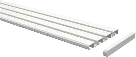 INTERDECO Gardinenschiene und Vorhangschiene 3- und 4-läufig aus Aluminium, flache Deckenschiene mit Wendeprofil, Weiß, zur einfachen Montage, Typ 15200200, 200 cm