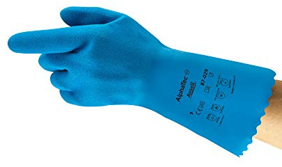 Ansell Alphatec 87-029 Guantes de Trabajo Multiusos, Resistencia Química, Conformidad Alimentaria, Forma Anatómica con Dedos Curvados, Talla 2XL (12 Pares)